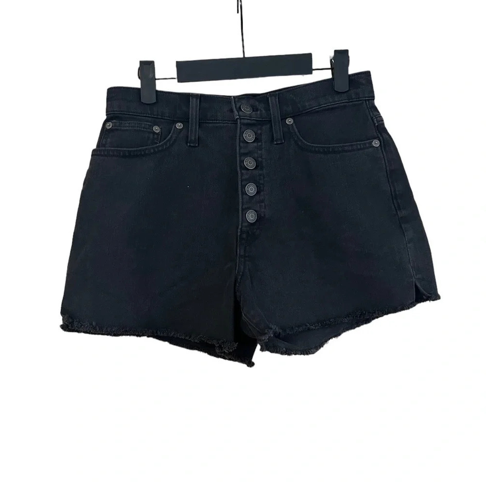 MADEWELL HIGH RISE BLACK DENIM BOY SHORTS